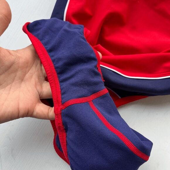 Vintage Y2K Speedo Lifeguard Swimsuit 8/34 Strappy One-Piece 90s Red Navy - Picture 6 of 13